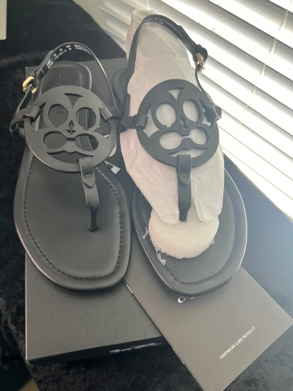 Coach Jaci Leather Sandal in Black - Picture 2 of 5